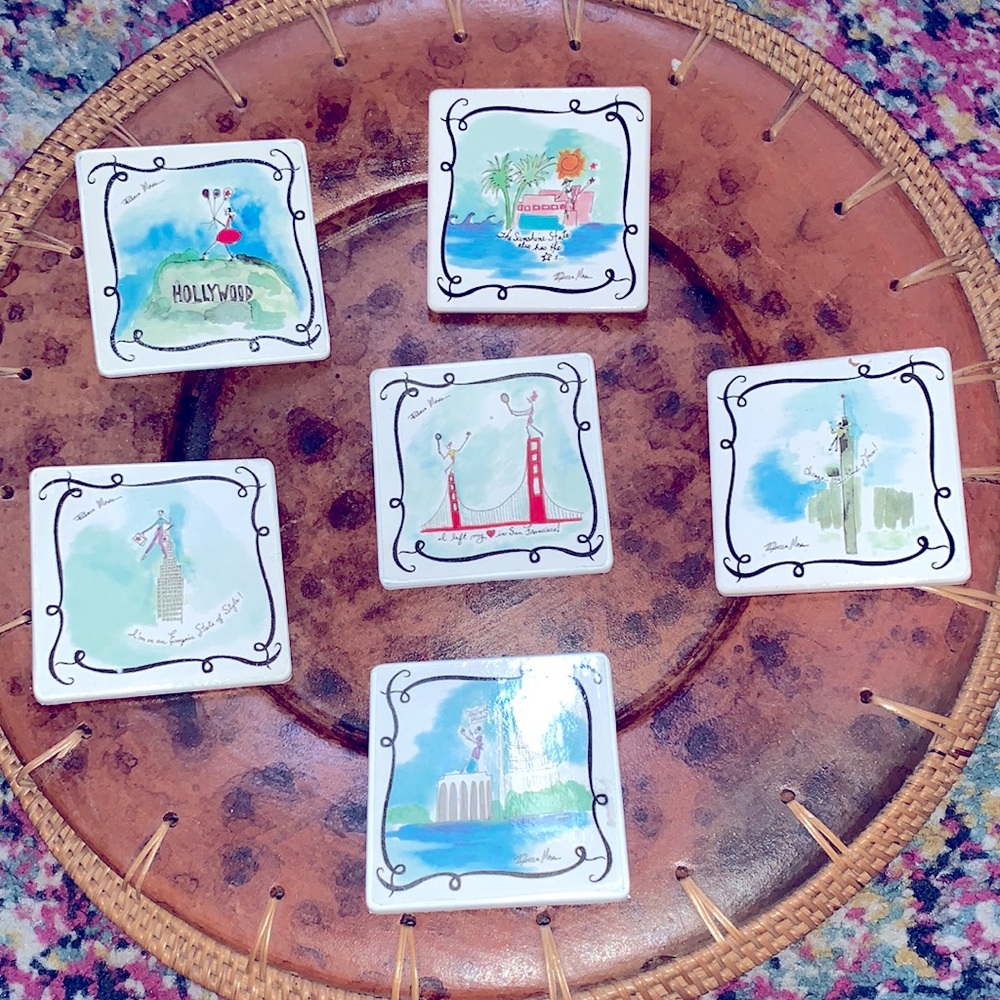Vintage Cities destinations set of 6 ceramic coasters
